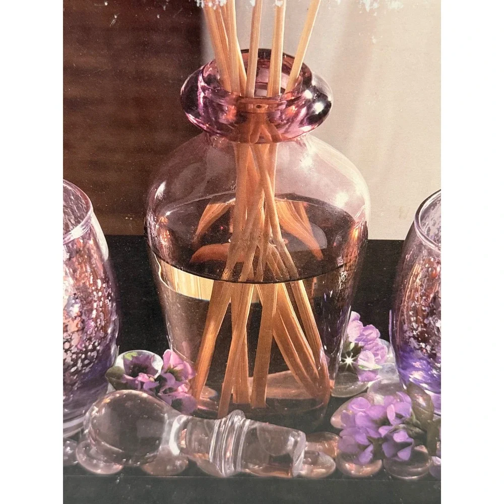 Elements Lavender Diffuser Garden Set Mercury Glass Votives Wooden Tray New